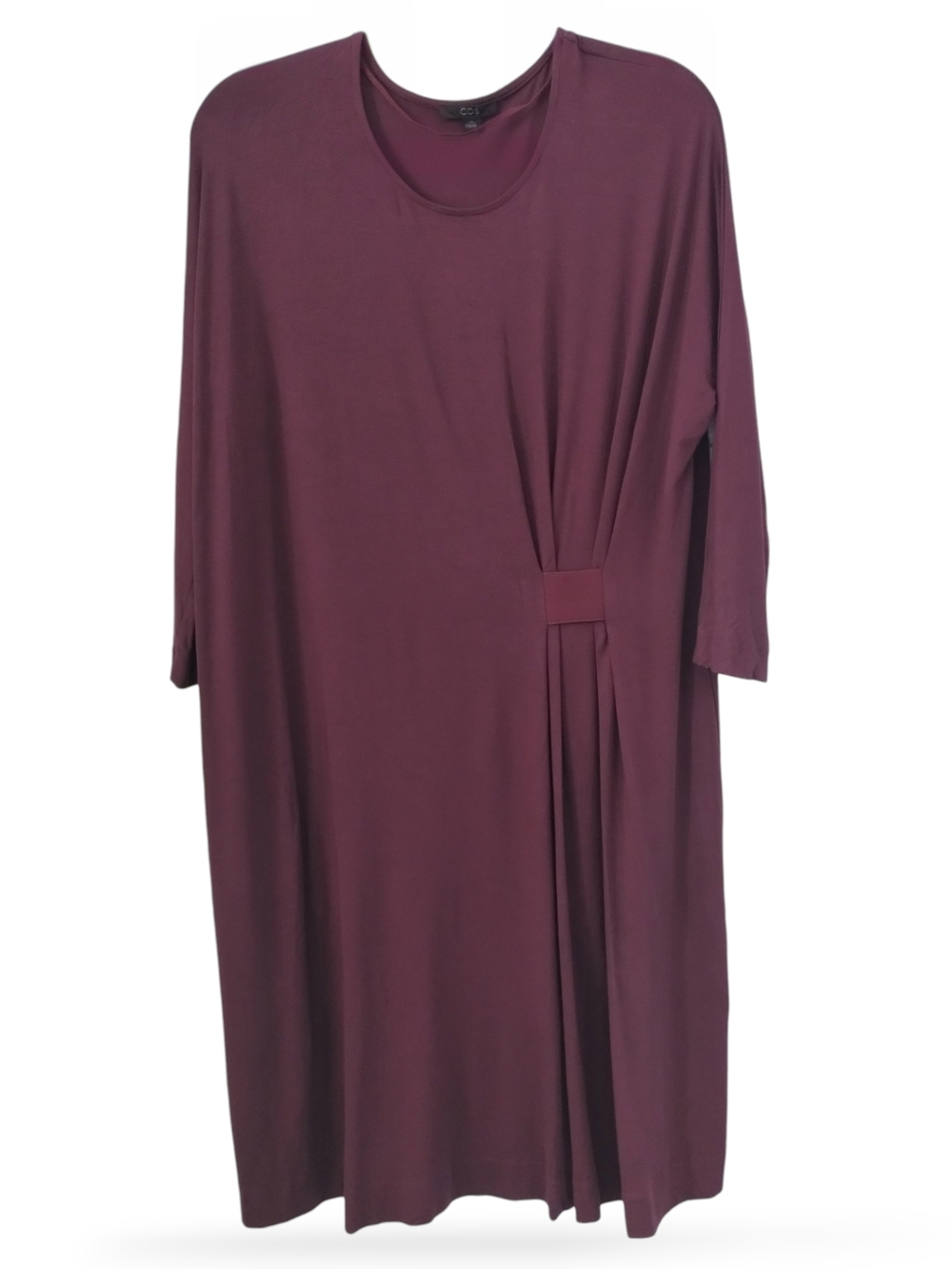 COS Plum Draped Waist Midi Dress Minimalist Cocoon Oversized M - Picture 2 of 6